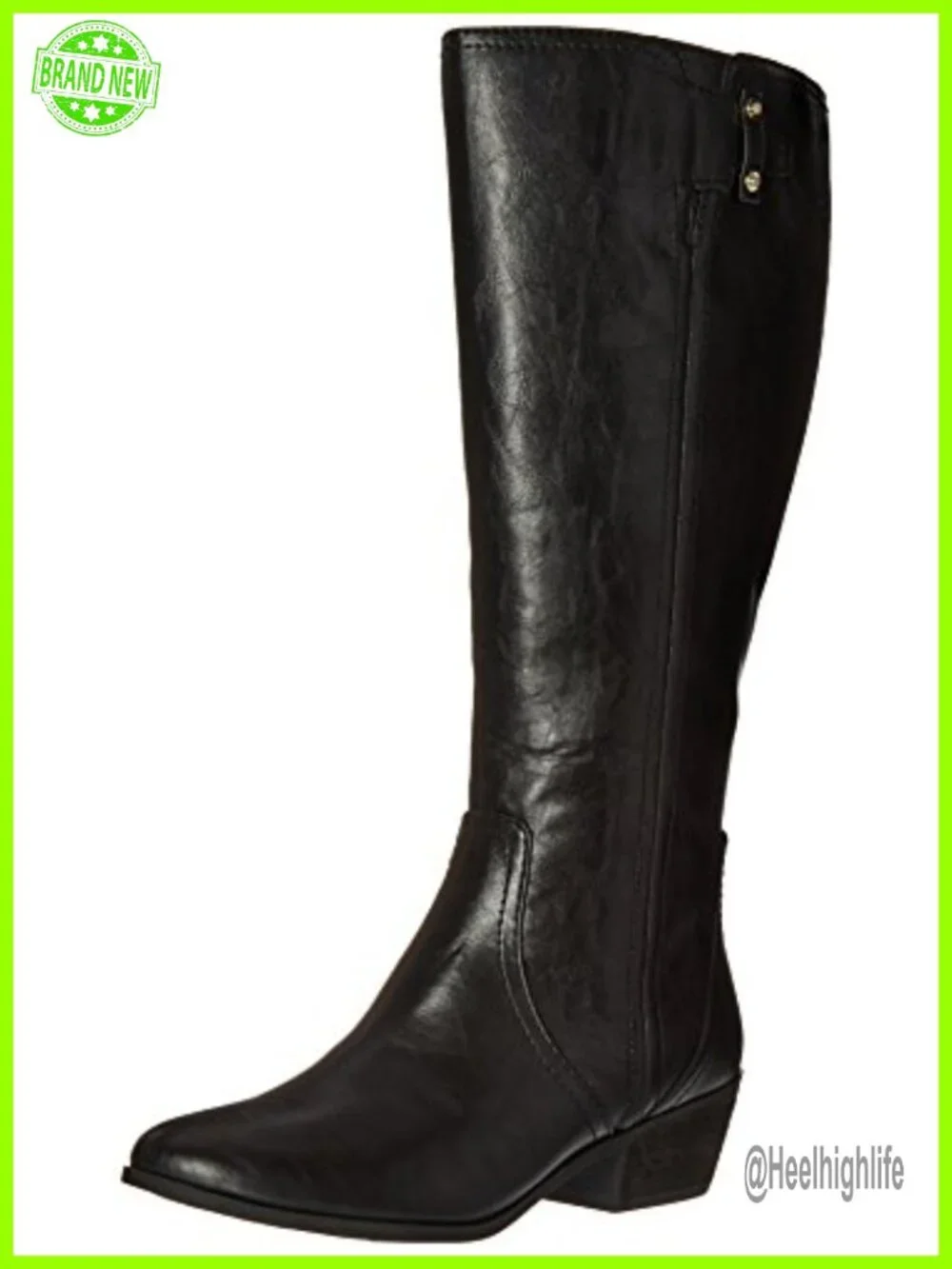 Women's Knee High Riding Boot with Wide Calf, Faux Leather, Zip Closure